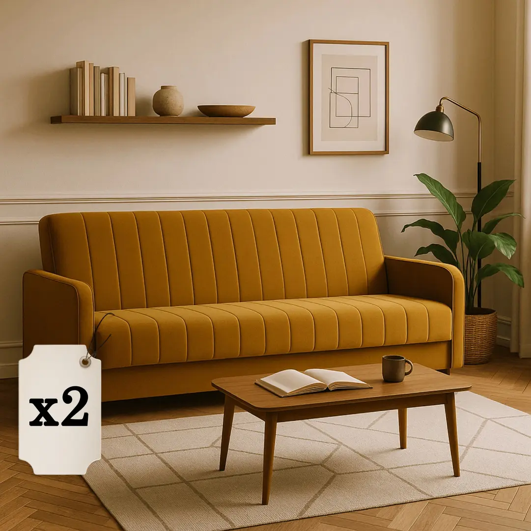 Set de canapele 2buc Mebel Elite Porto Kronos 1 (Mustard)