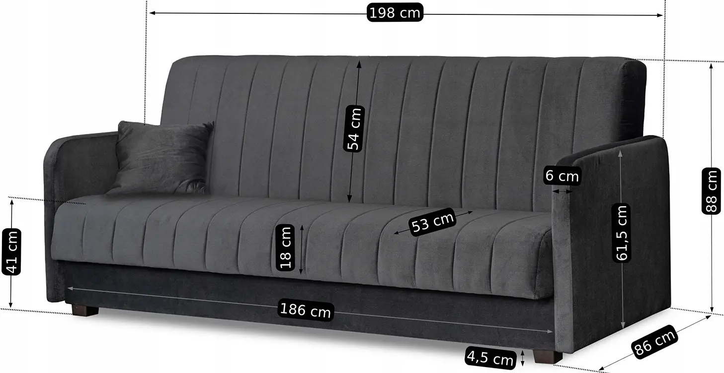 Set de canapele 2buc Mebel Elite Porto Paros 6 (Grey) - 4