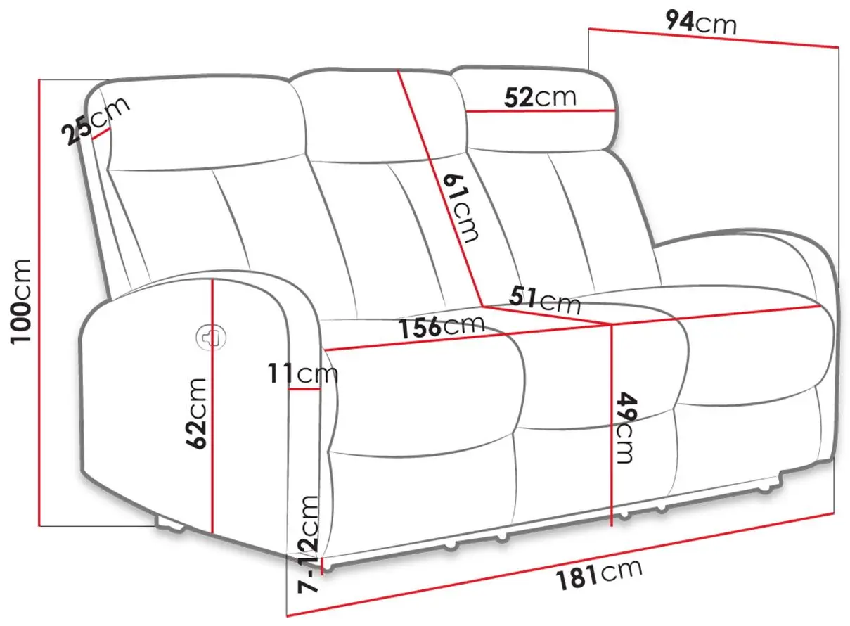 Canapea-recliner Mirjan24 Isco 3/Encanto 3RR/32 (Gray) - 4