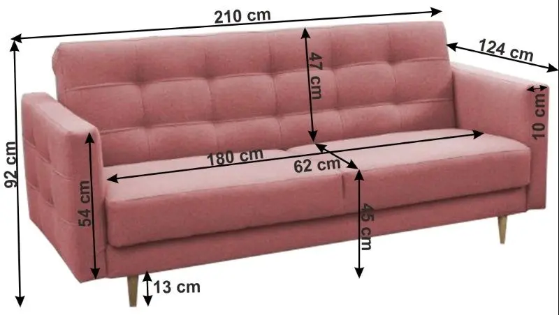 Canapea extensibila Mobhaus Amedia 3-locuri (Old Pink)