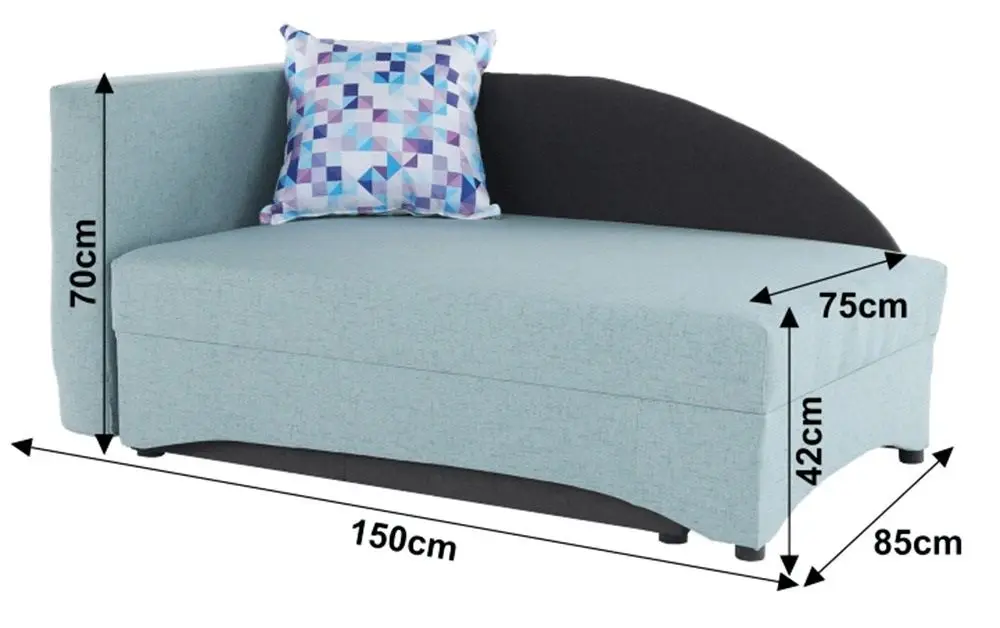 Canapea extensibila Mobhaus Bella Left (Menthol/Gray)