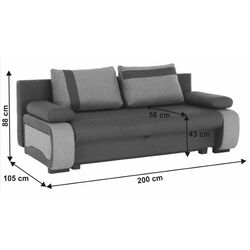 Canapea extensibila Mobhaus Bolivia (Dark Gray/Light Gray) Thumb