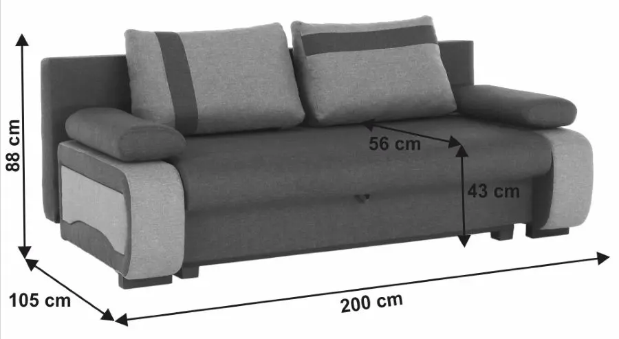 Canapea extensibila Mobhaus Bolivia (Dark Gray/Light Gray)