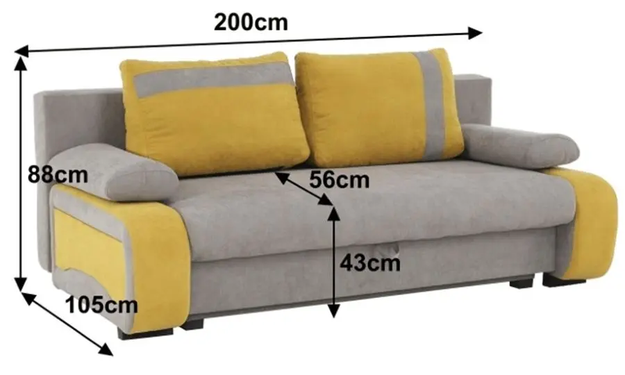 Canapea extensibila Mobhaus Bolivia (Gray-Brown/Yellow)