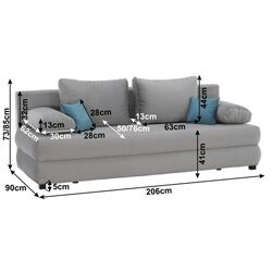 Canapea extensibila Mobhaus Cliv (Gray/Turquoise) Thumb