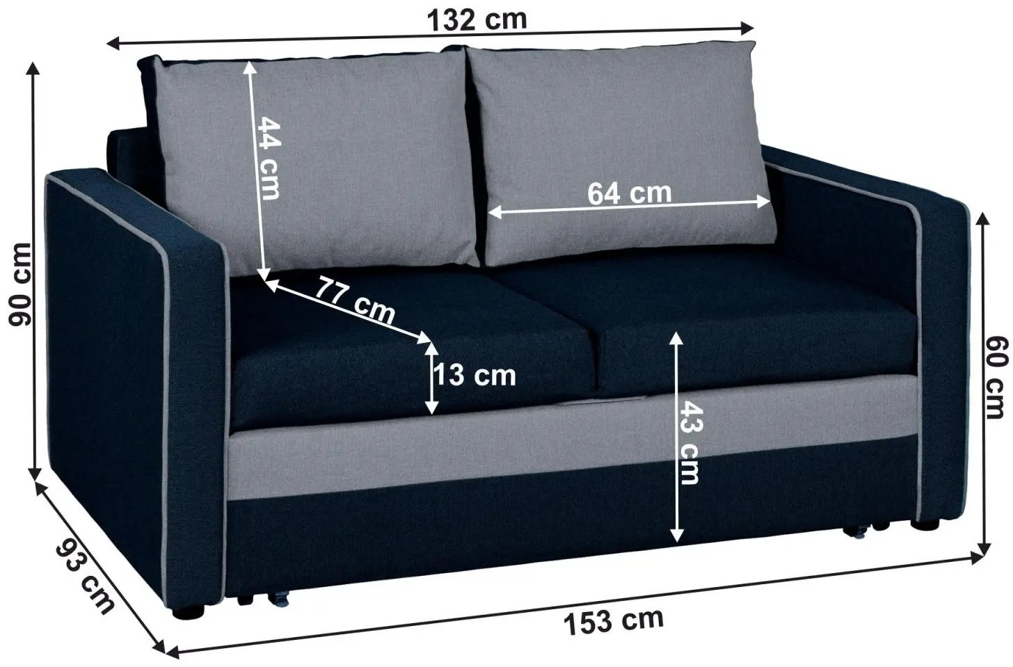 Canapea extensibila Mobhaus Dada (Blue Light/Blue) - 2