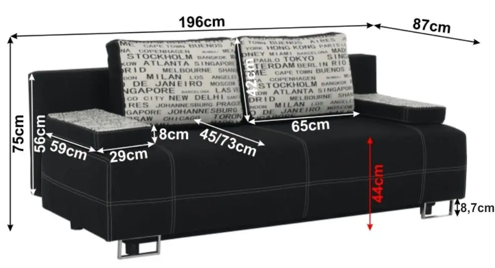 Диван раскладной Mobhaus Elize (Black) - 2