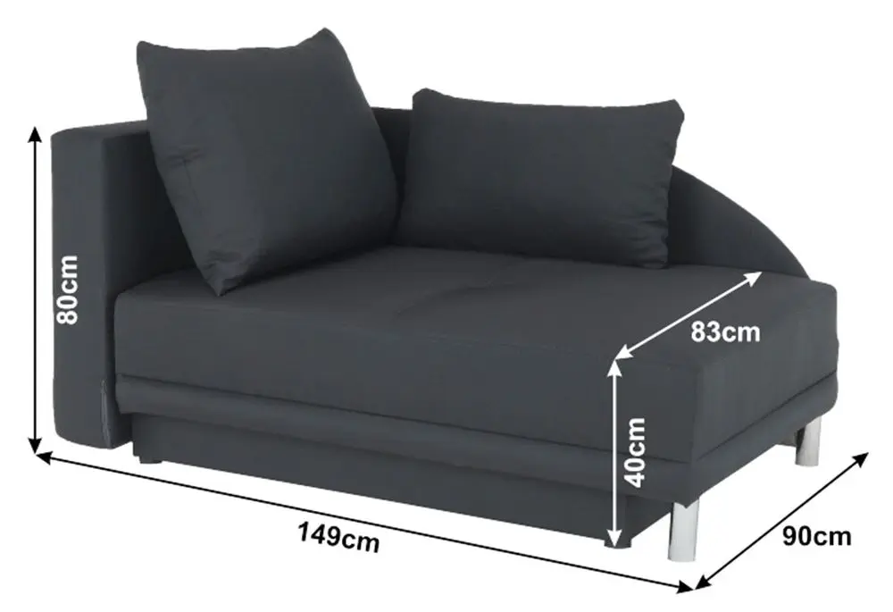 Canapea extensibila Mobhaus Laurel Left (Gray-Black)