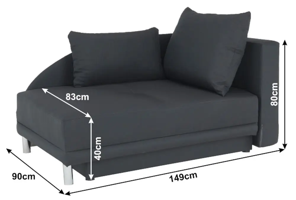 Canapea extensibila Mobhaus Laurel Right (Gray-Black)