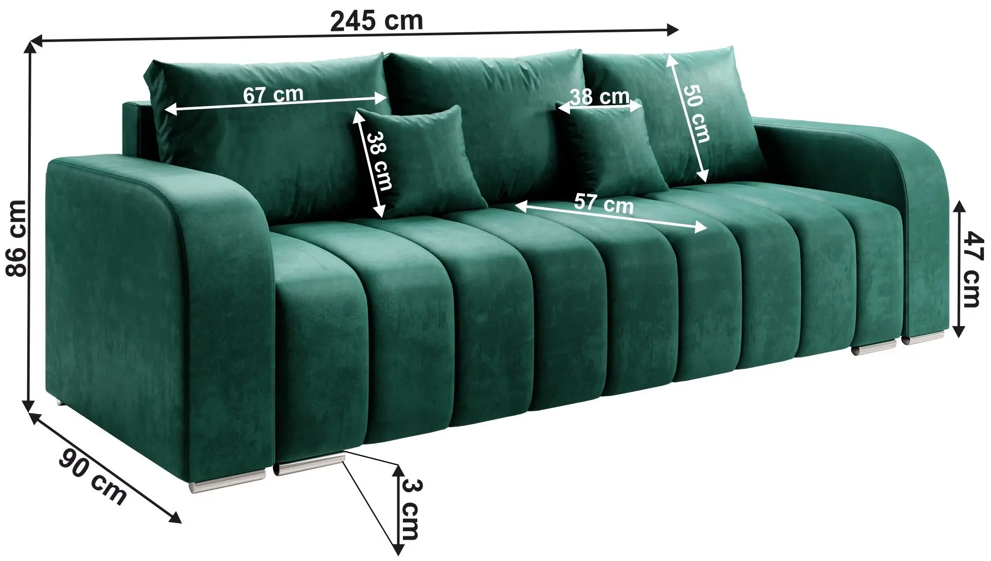 Canapea extensibila Mobhaus Porima (Emerald)