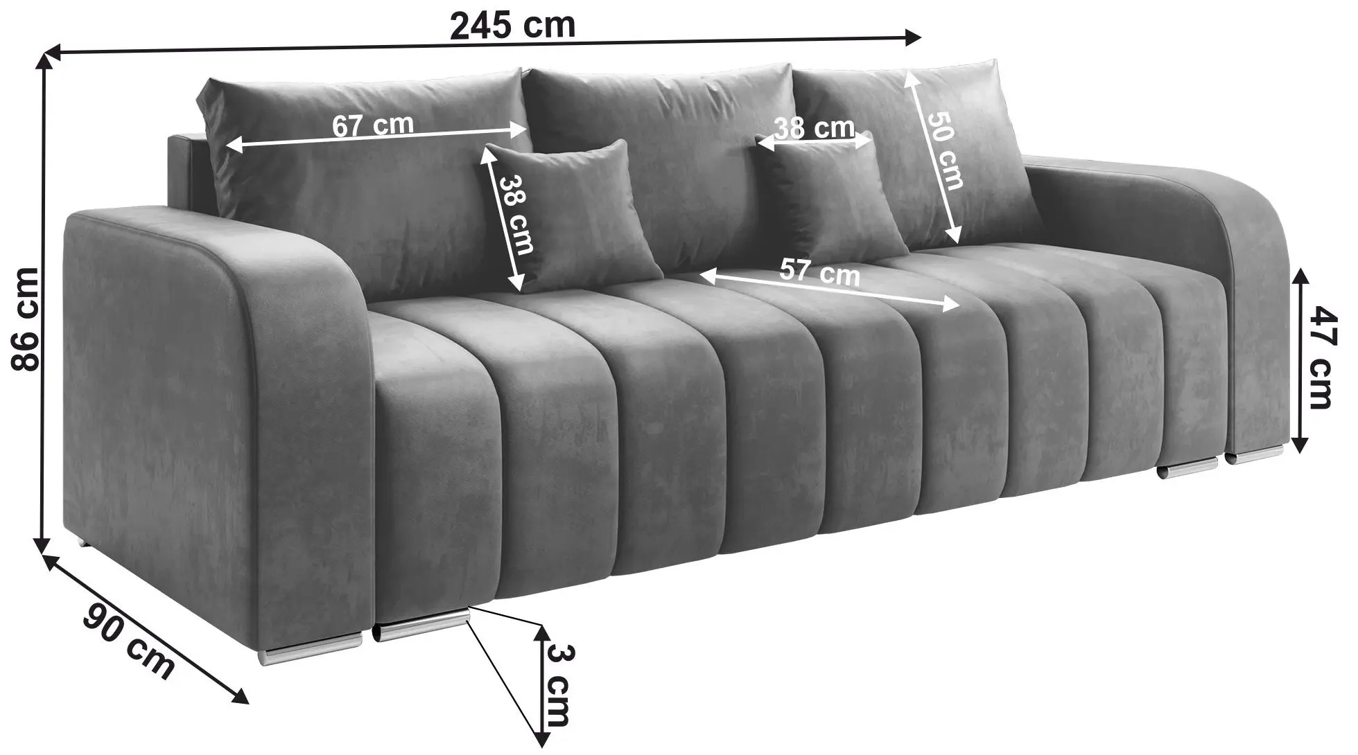 Canapea extensibila Mobhaus Porima (Gray)