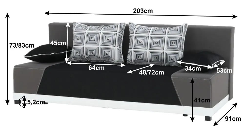 Диван раскладной Mobhaus Rokar (Black/Gray) - 2