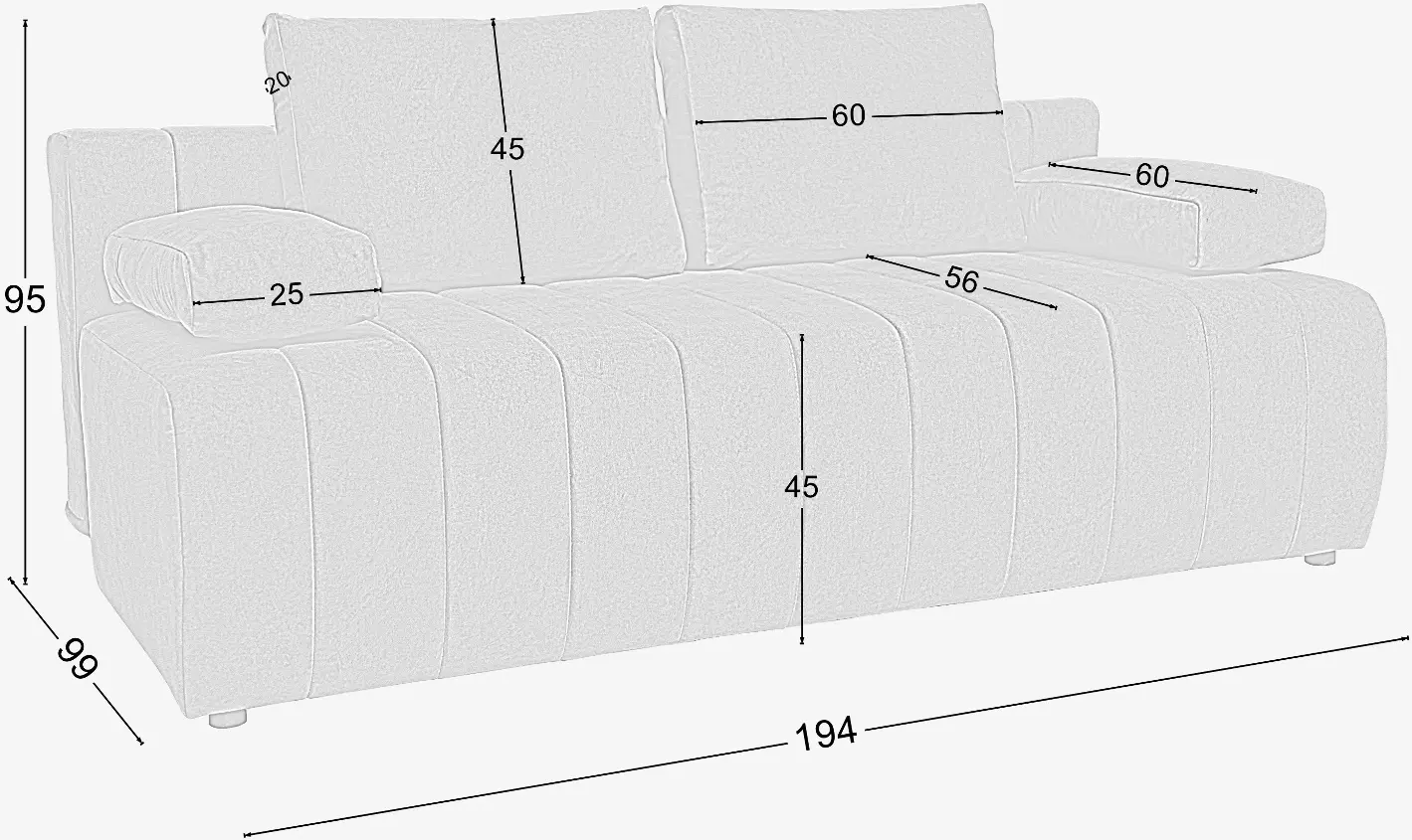 Canapea Mobiland Domino Wave 15 (Grey) - 3