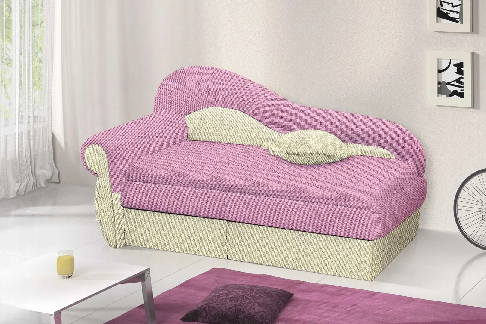 Canapea Modern Dolphin Flex 7/103 Pink/Beige (colt 7)