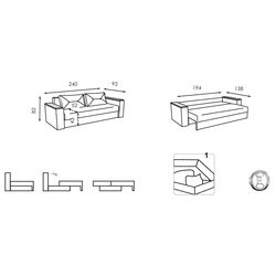 Canapea Modern Dallas New Vavilon 62 (Dark Beige/Oak) Thumb