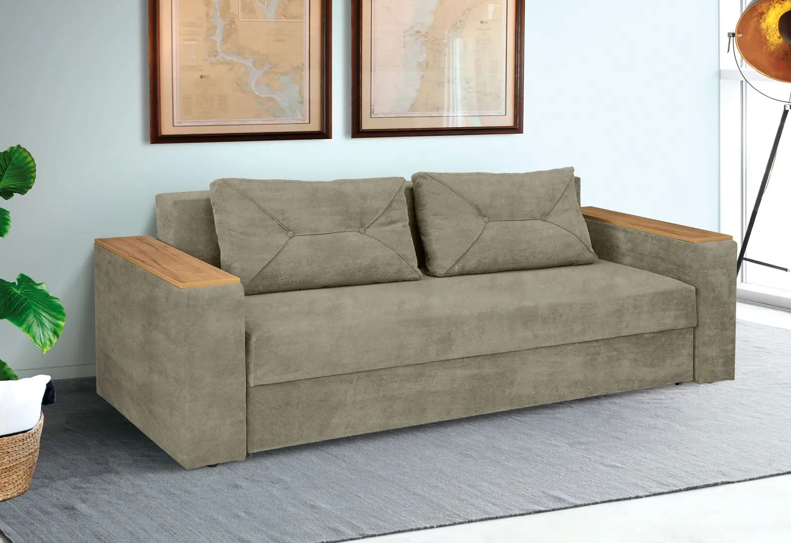 Canapea Modern Dallas New Vavilon 62 (Dark Beige/Oak)