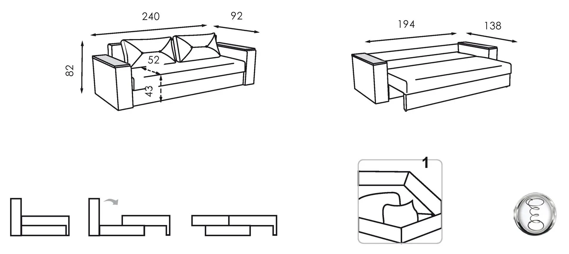 Диван Modern Dallas New Vavilon 64 (Brown/Oak)