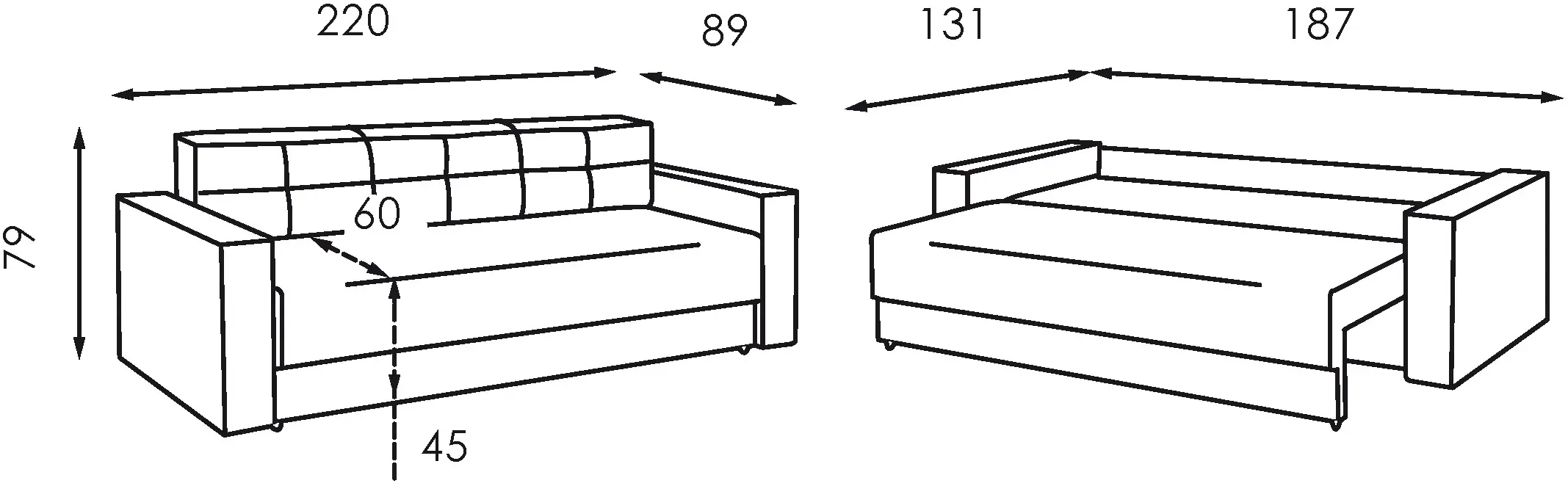Canapea Modern Lotos Vega 39 (Dark Blue)