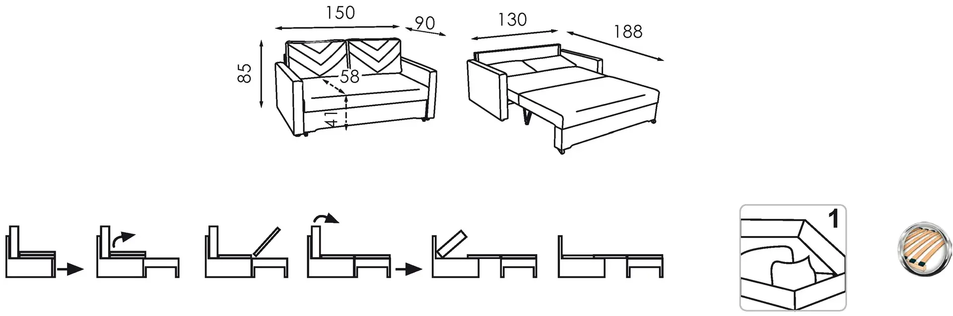 Диван Modern Mini 1.3m Malmo 61 (Peachy)