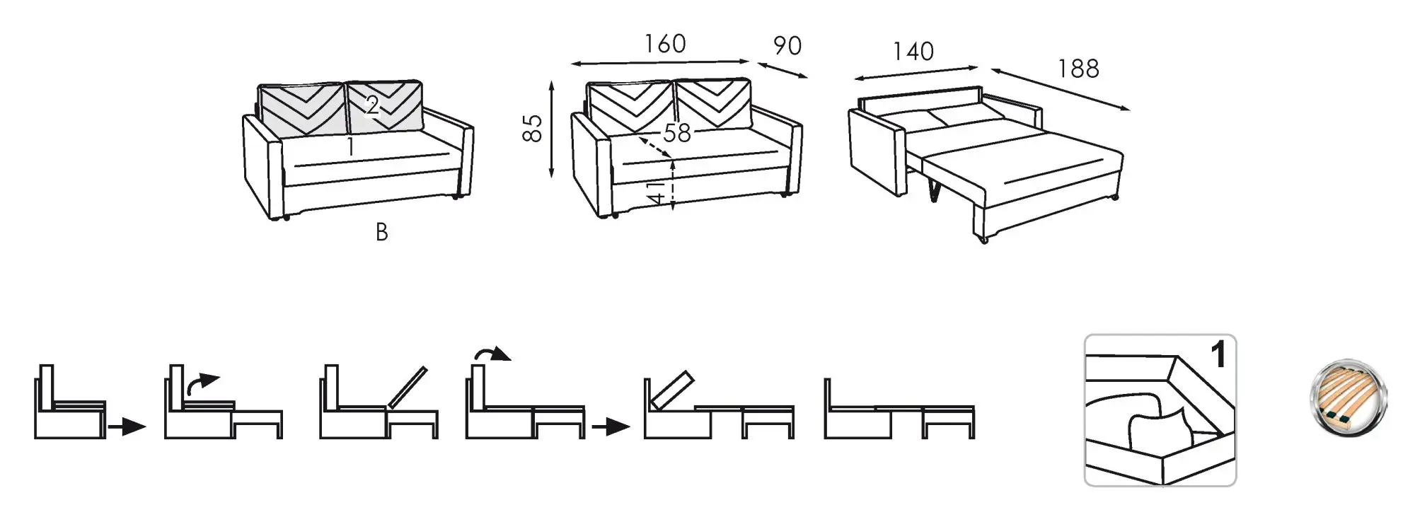 Canapea Modern Mini 1.4m Alaska 16 (Light Brown)