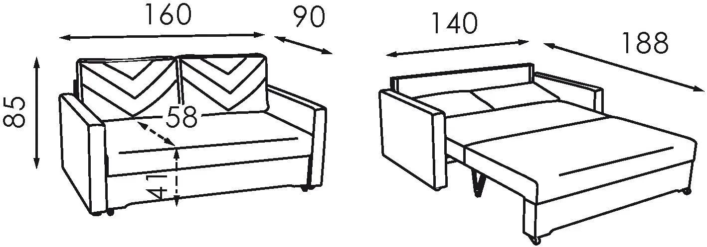 Диван Modern Mini 1.4m Vega 39 (Dark Blue)