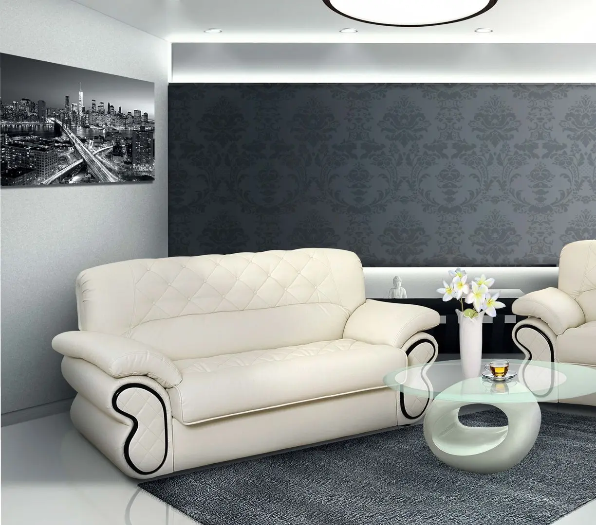 Canapea Modern Oskar Fly Nova 2200 (White/Wenge)