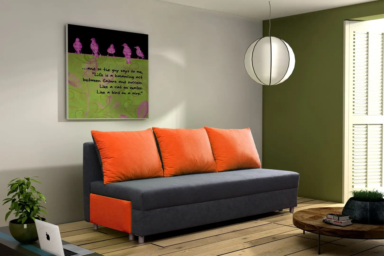 Canapea Platan Pola Kolor 17 (Orange/Gray Dark) - 3