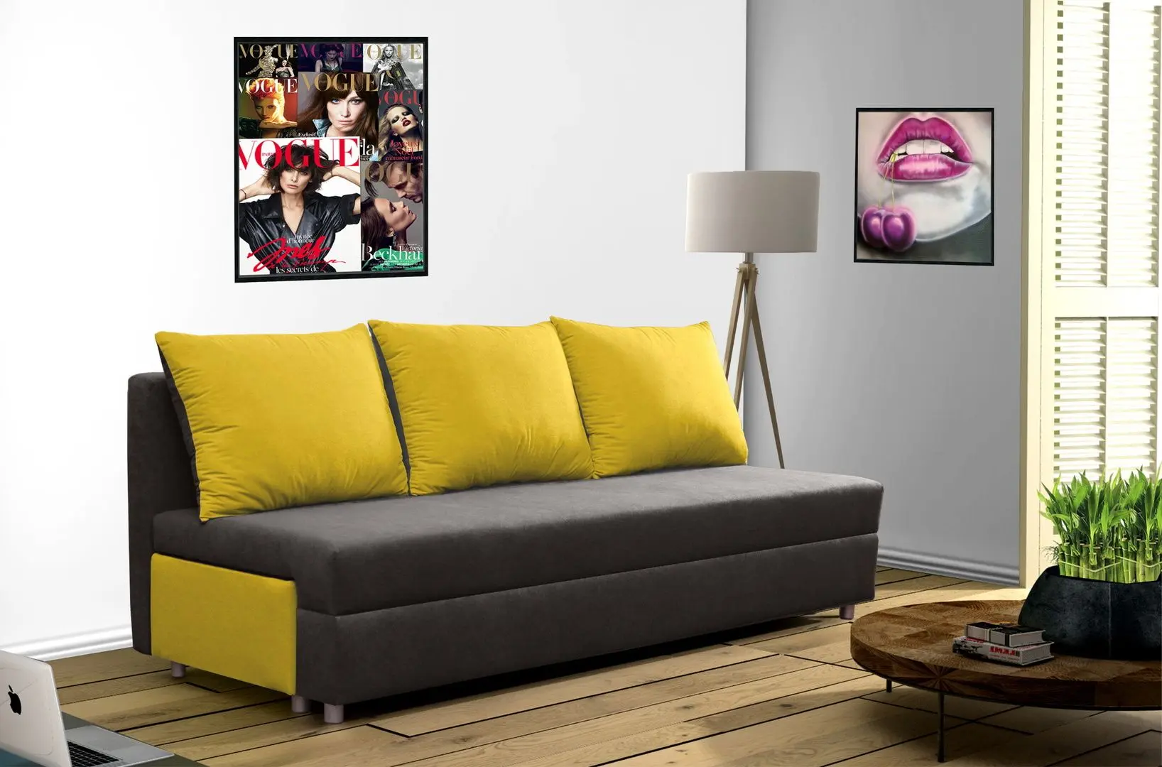 Canapea Platan Pola Kolor 23 (Yellow/Gray Dark) - 3