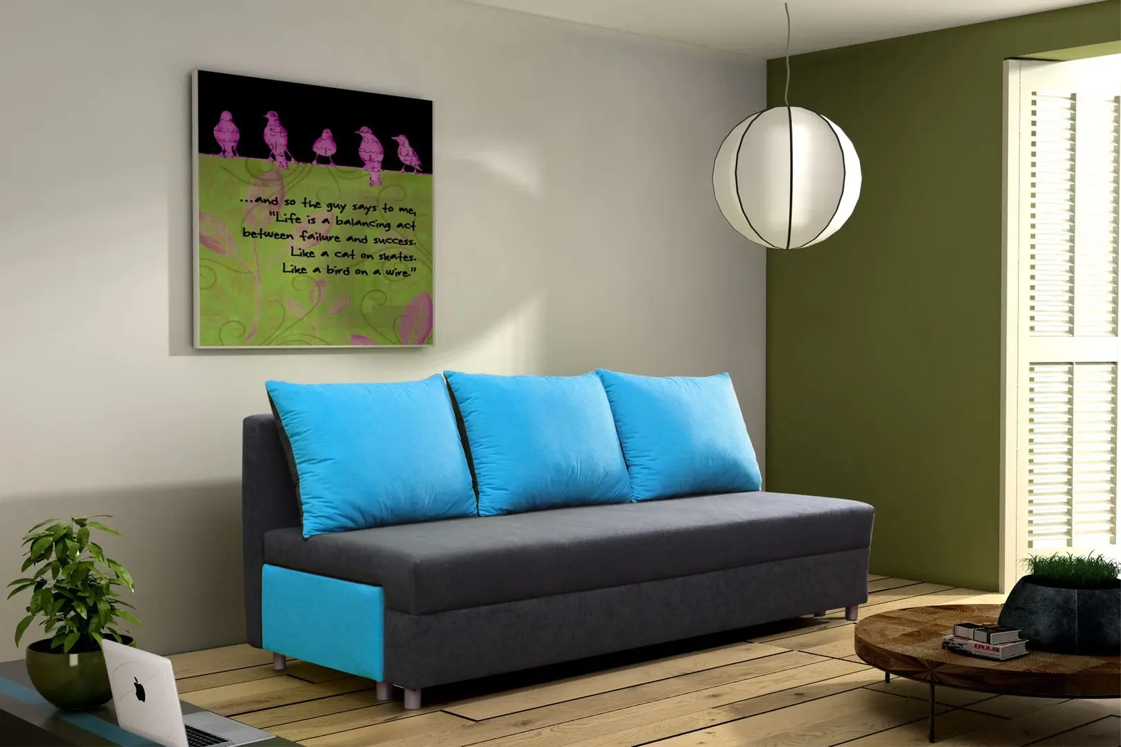 Диван Platan Pola Kolor 27 (Blue/Gray Dark) - 2