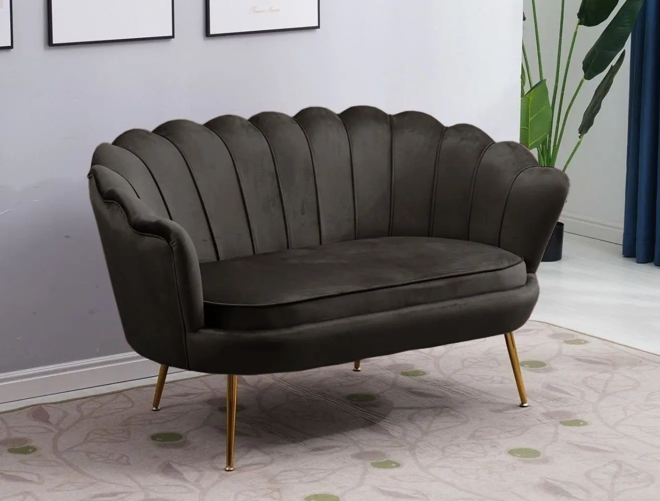 Диван Signal Camellia 2 Bluvel 19 (Black/Gold)