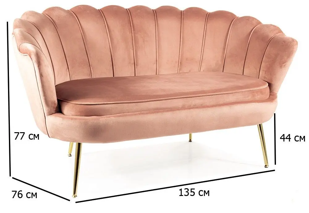 Диван Signal Camellia 2 Bluvel 52 (Antique Rose/Gold) - 2