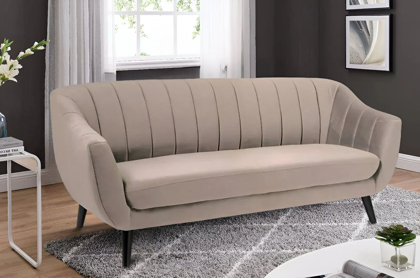 Canapea Signal Elite 3 Velvet Bluvel 28 (Beige/Wenge)