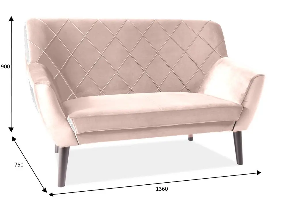 Canapea Signal Kier 2 Velvet (Beige/Wenge) - 3