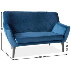 Диван Signal Kier 2 Velvet (Navy Blue/Wenge) Thumb