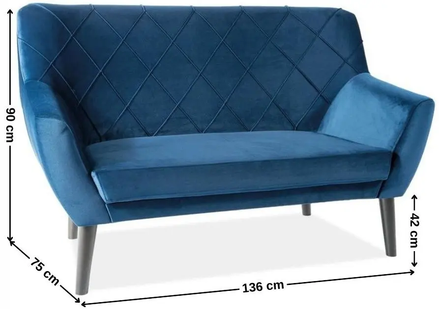 Диван Signal Kier 2 Velvet (Navy Blue/Wenge) - 2