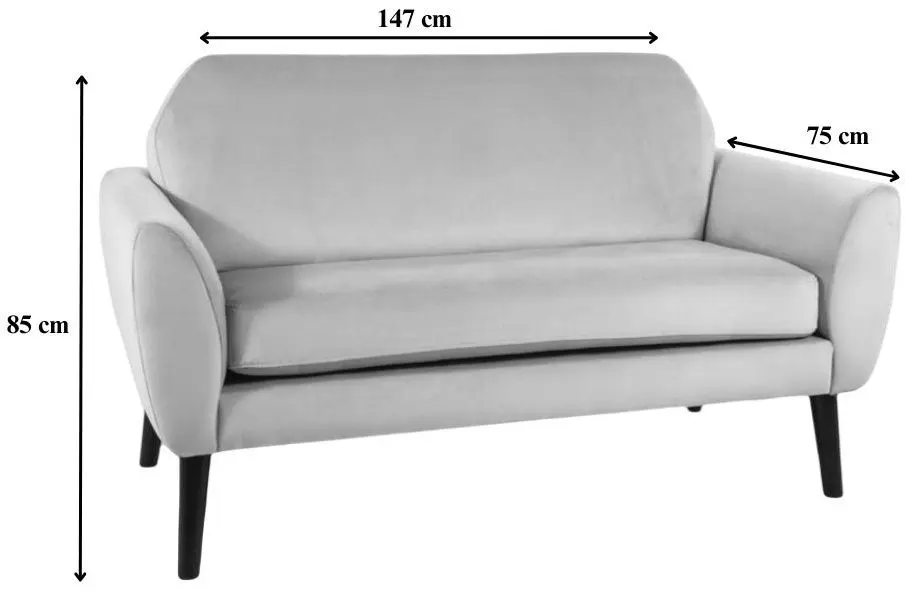 Canapea Signal Mena Velvet (Gray/Wenge)