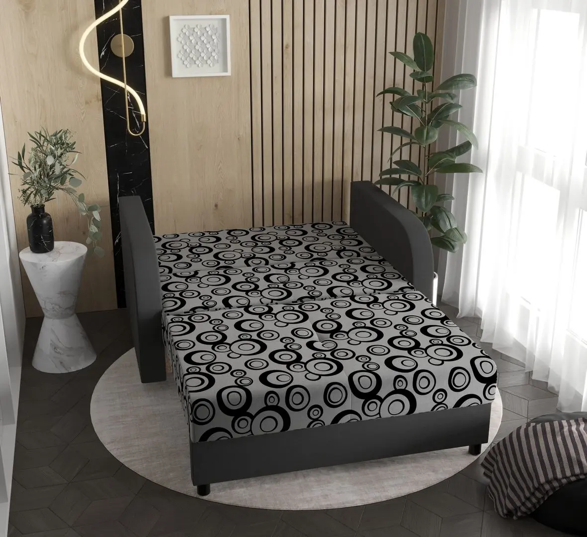 Диван Space Meble Amerykanka Twice 120 Quadro 83/Rainbow 27 (Gray/Graphite) - 2