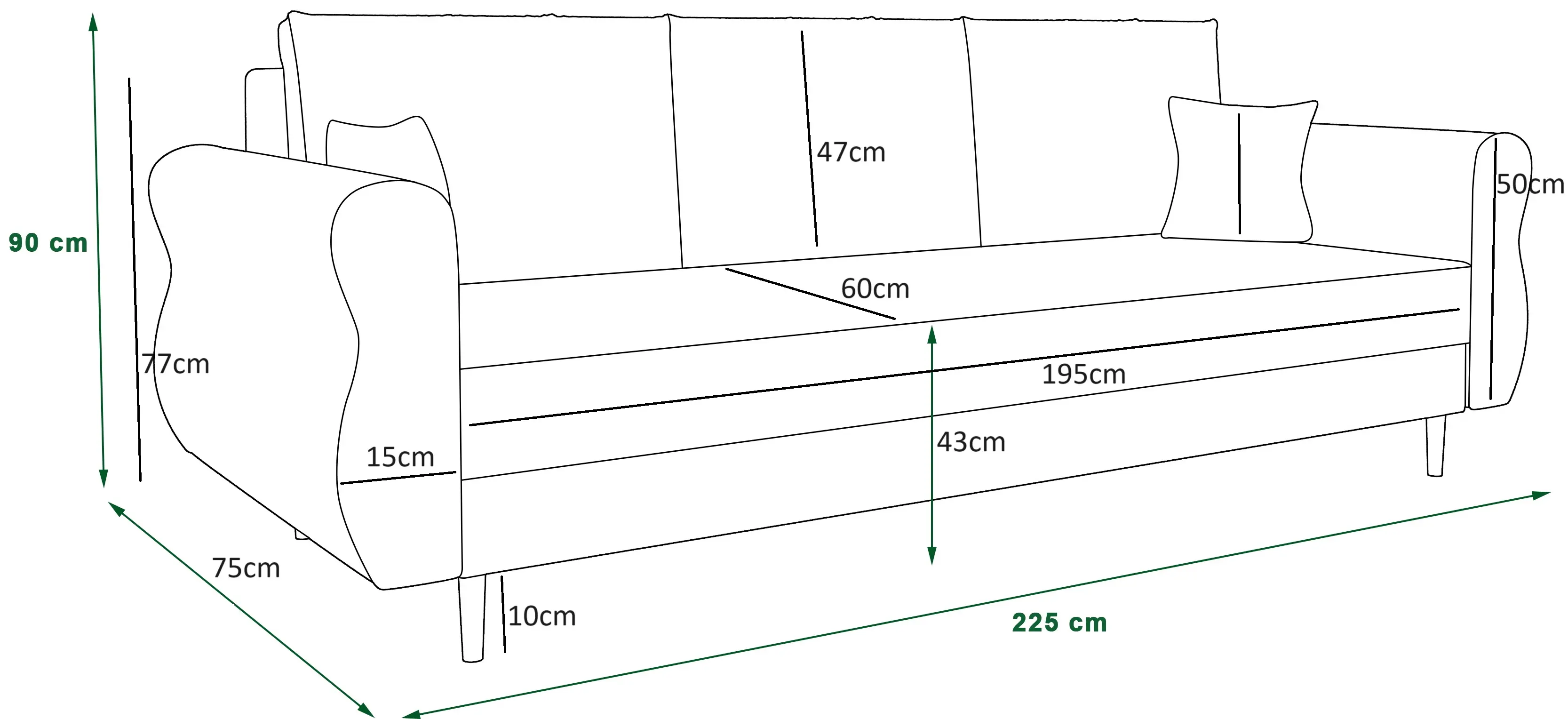 Диван Space Meble Apollo Itaka 10 (Green Dark)