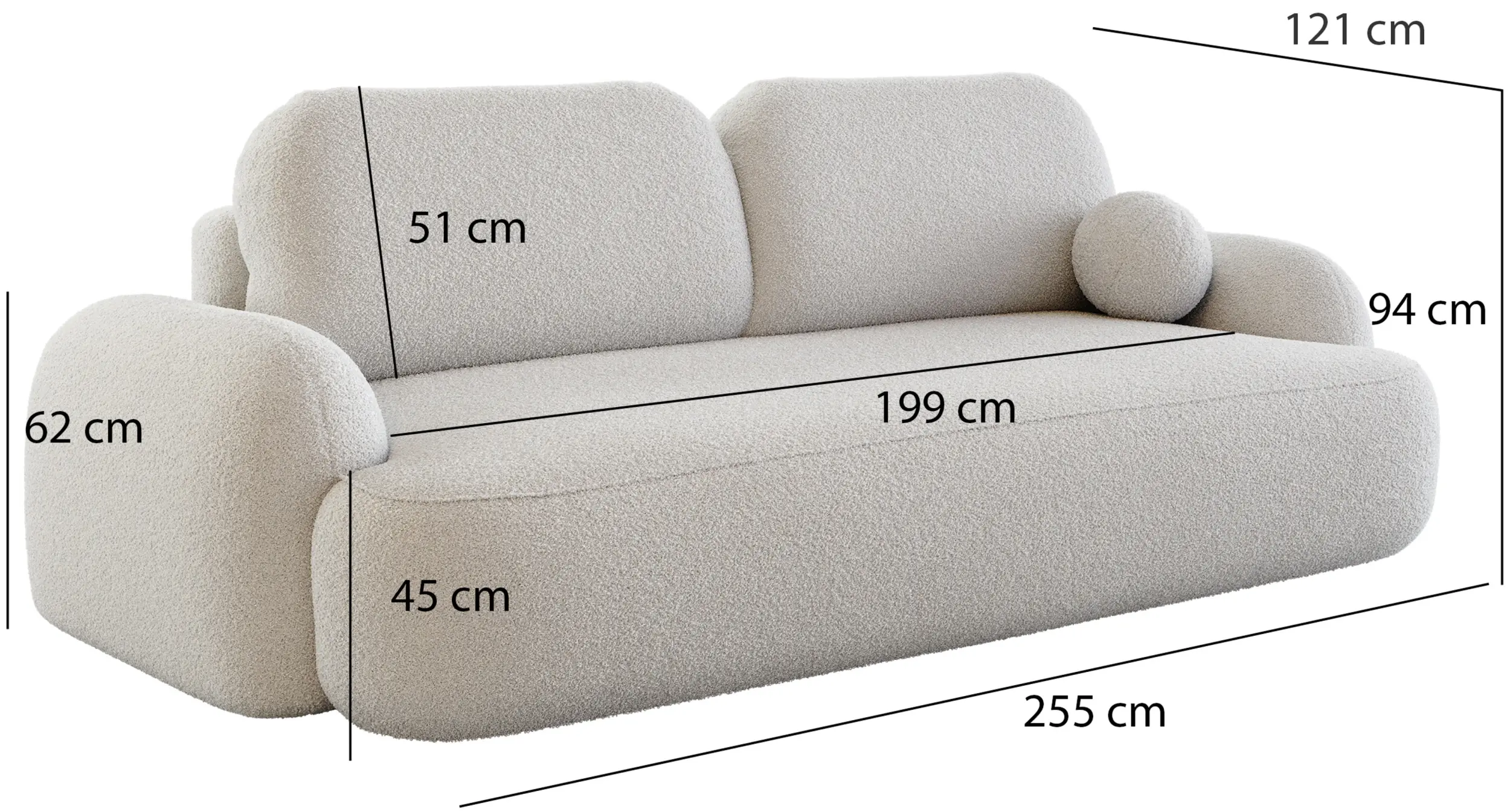 Диван Space Meble Molly Terra Frotte 1 (Cream) - 7