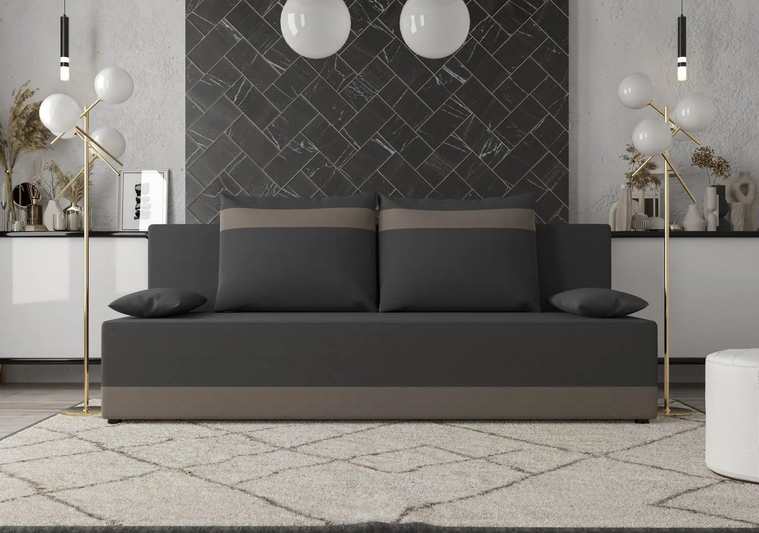 Canapea Space Meble Toledo Rainbow 27/Rainbow 83 (Graphite/Gray-Beige)