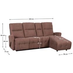 Canapea-recliner de colt Tempo Kondela Trojan Roh Right (Brown) Thumb