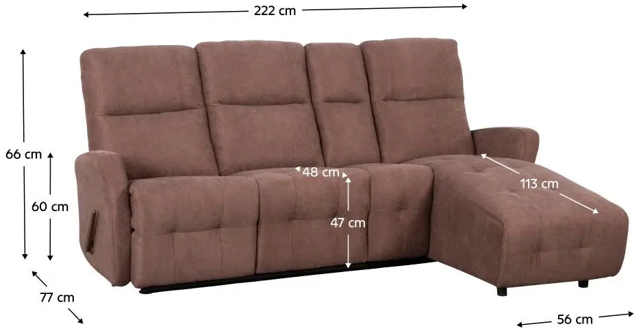 Canapea-recliner de colt Tempo Kondela Trojan Roh Right (Brown)