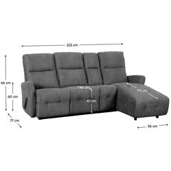 Диван-реклайнер угловой Tempo Kondela Trojan Roh Right (Dark Gray) Thumb