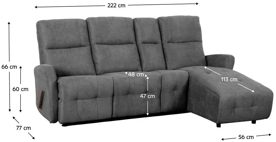 Диван-реклайнер угловой Tempo Kondela Trojan Roh Right (Dark Gray)