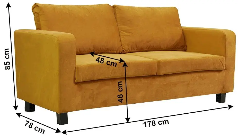 Canapea Tempo Kondela Luana 3-locuri (Mustard)