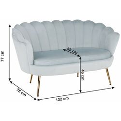 Диван Tempo Kondela Noblin 132x76 (Gray-Light Blue/Golden Chrome) Thumb