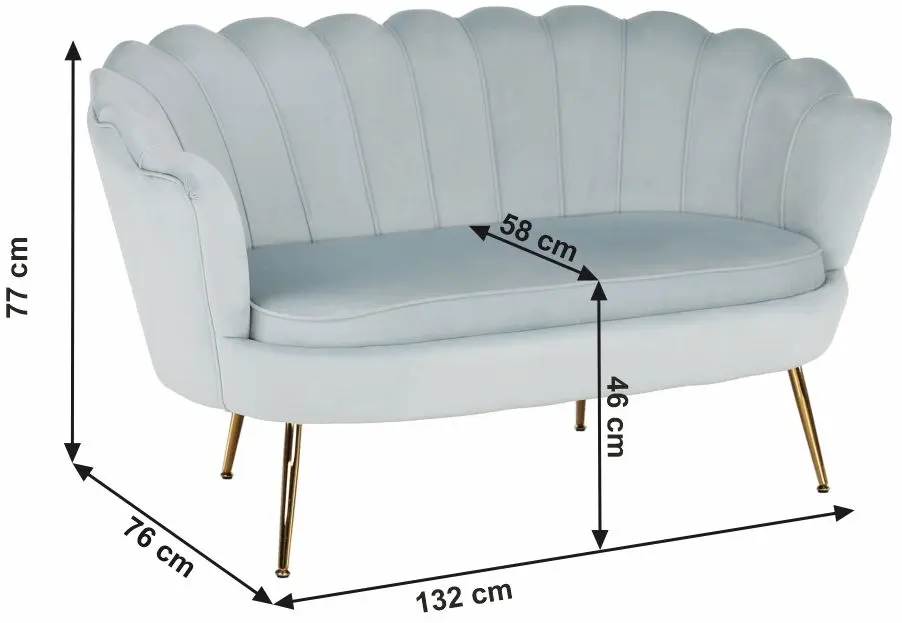 Диван Tempo Kondela Noblin 132x76 (Gray-Light Blue/Golden Chrome)