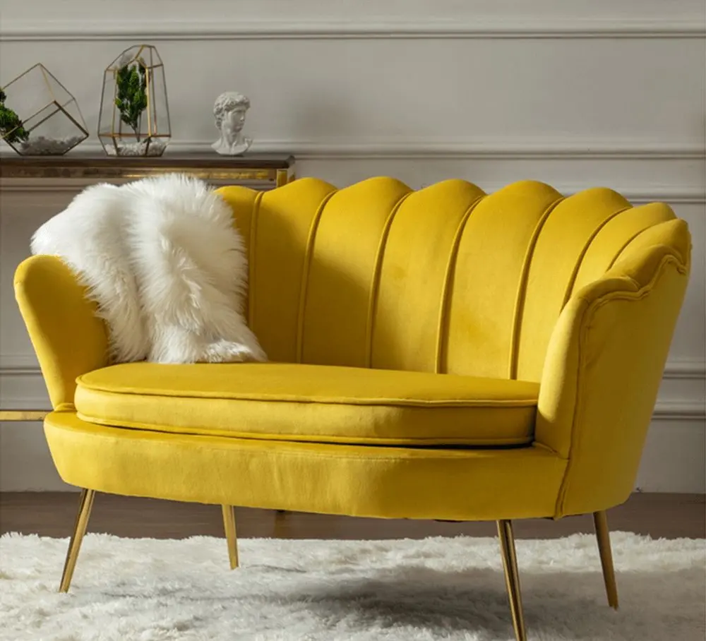 Диван Tempo Kondela Noblin 132x76 (Mustard/Golden Chrome)