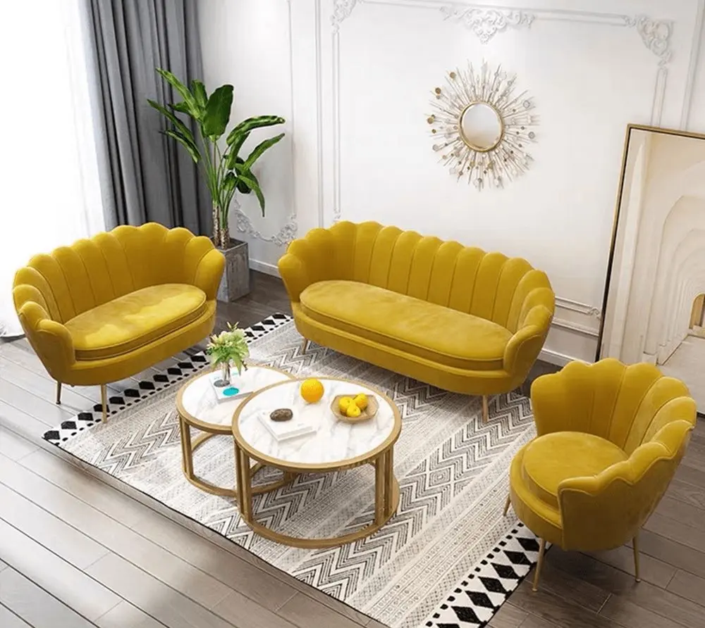 Диван Tempo Kondela Noblin 132x76 (Mustard/Golden Chrome)