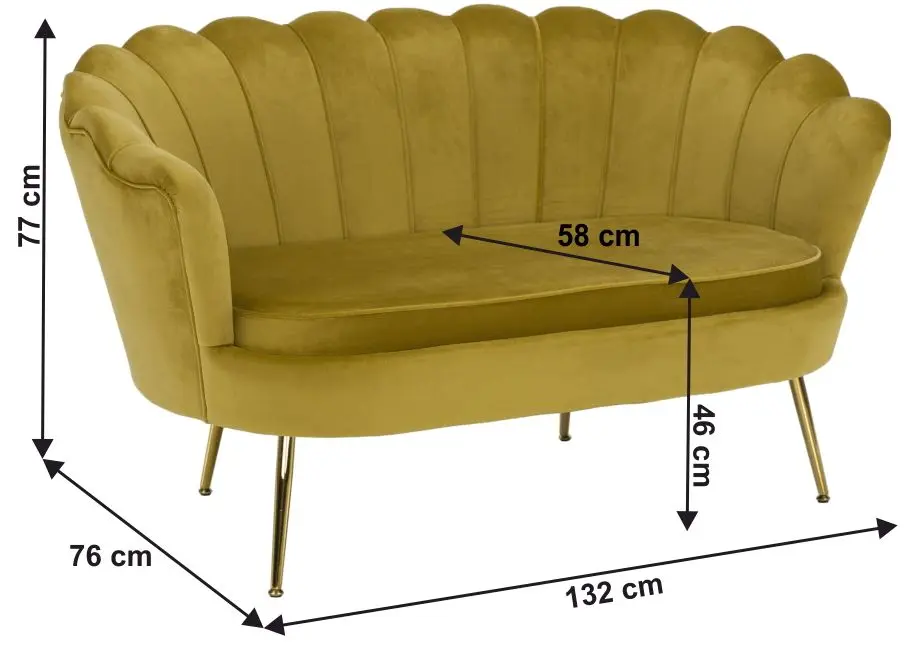 Диван Tempo Kondela Noblin 132x76 (Mustard/Golden Chrome)